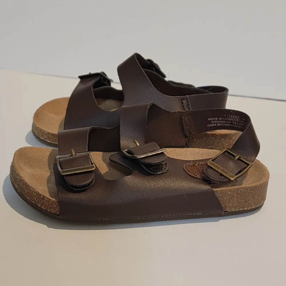 Old Navy Sandals brown Leather Like 2 Strap Back Size 7 strappy 140/63